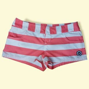 🌼4/$30 Roxy Striped White/Coral Board Shorts Size 7 Juniors